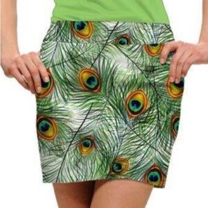 Loudmouth Woodworth Austin Tayshiss Golf Skirt w shorts Size 8 Peacock Print